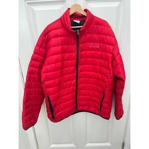 Columbia Mens Puffer Jacket Red Quilted Full Zip Insulated Coat XXL RN69724